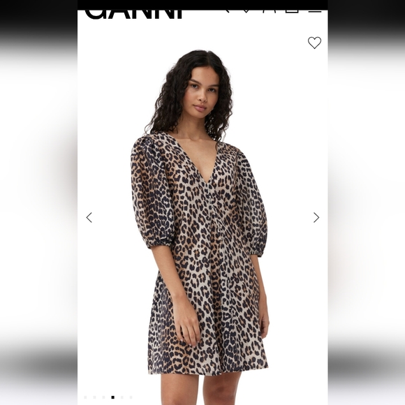 Ganni Animal Print V-Neck Dress - Picture 7 of 9
